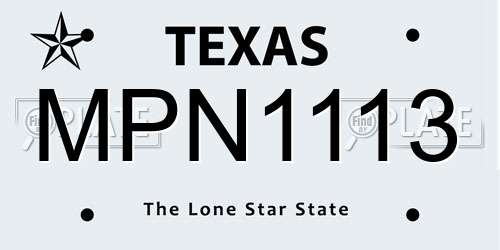 MPN1113 Texas License Plate