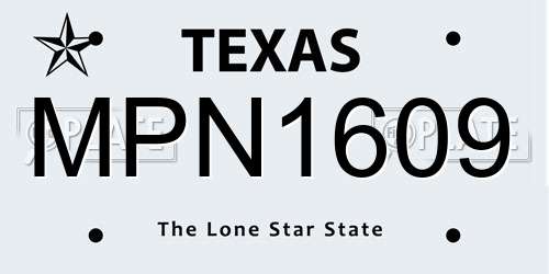 MPN1609 Texas License Plate