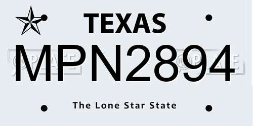MPN2894 Texas License Plate