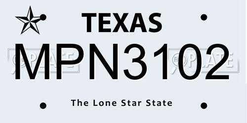 MPN3102 Texas License Plate