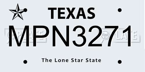 MPN3271 Texas License Plate
