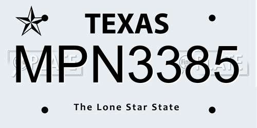 MPN3385 Texas License Plate