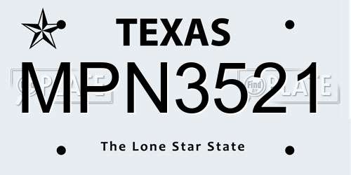 MPN3521 Texas License Plate