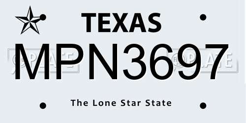 MPN3697 Texas License Plate