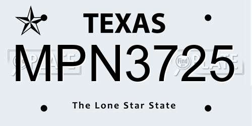 MPN3725 Texas License Plate