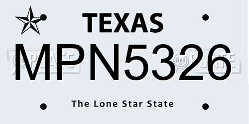 MPN5326 Texas License Plate