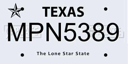 MPN5389 Texas License Plate