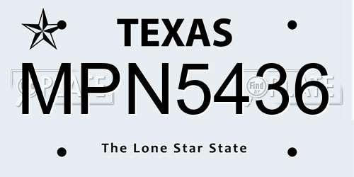 MPN5436 Texas License Plate