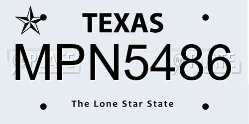 MPN5486 Texas License Plate