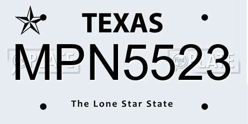 MPN5523 Texas License Plate