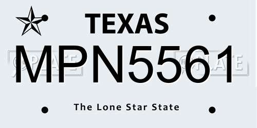 MPN5561 Texas License Plate