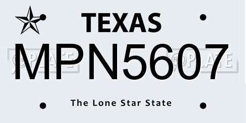 MPN5607 Texas License Plate