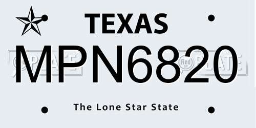 MPN6820 Texas License Plate