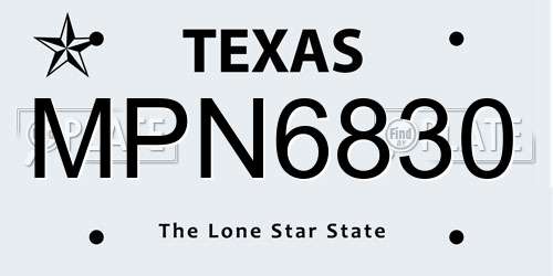 MPN6830 Texas License Plate