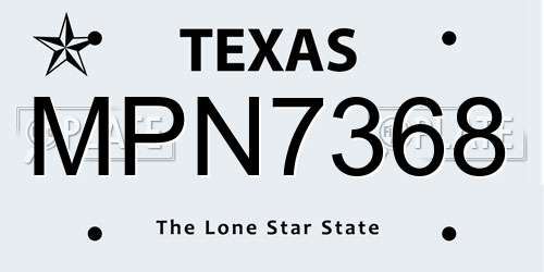 MPN7368 Texas License Plate