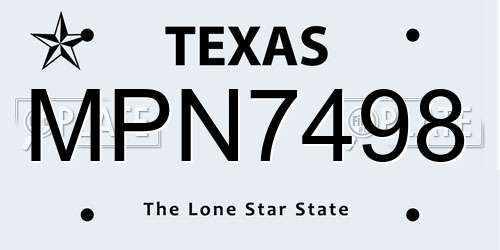 MPN7498 Texas License Plate
