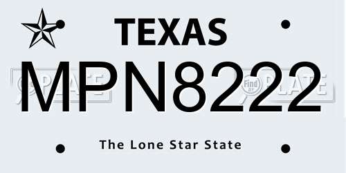 MPN8222 Texas License Plate