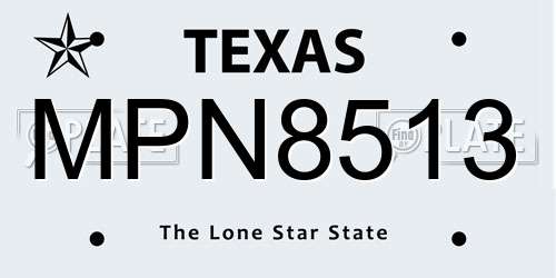 MPN8513 Texas License Plate