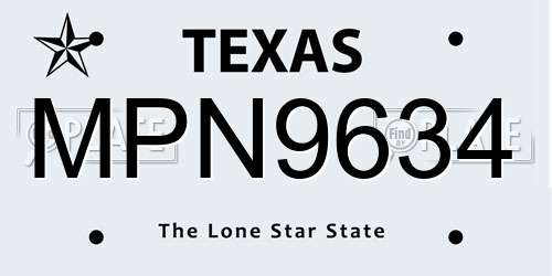 MPN9634 Texas License Plate