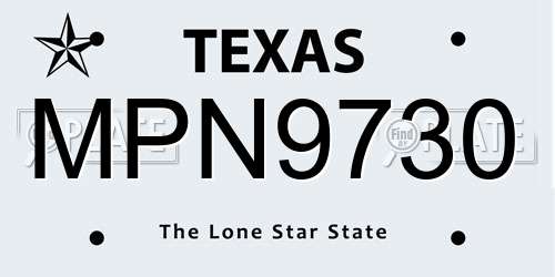 MPN9730 Texas License Plate