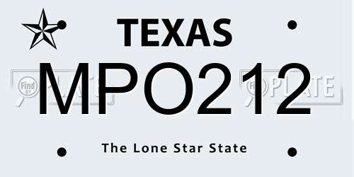 MPO212 Texas License Plate