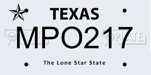 MPO217 Texas License Plate