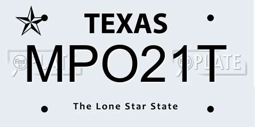 MPO21T Texas License Plate