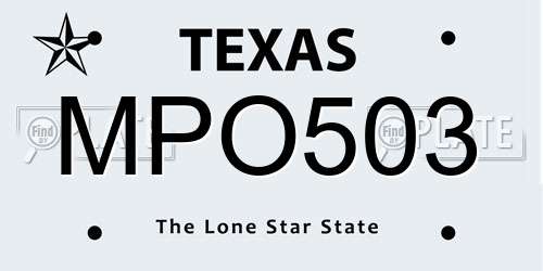 MPO503 Texas License Plate