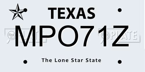 MPO71Z Texas License Plate
