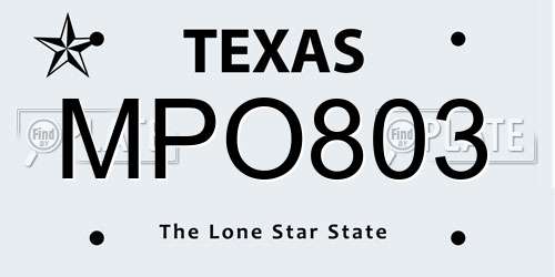 MPO803 Texas License Plate