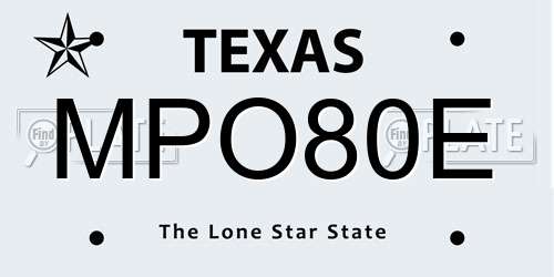 MPO80E Texas License Plate