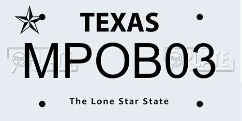 MPOB03 Texas License Plate