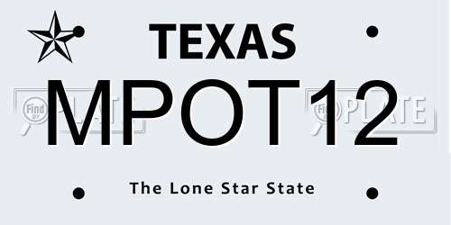 MPOT12 Texas License Plate