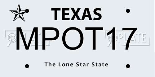 MPOT17 Texas License Plate