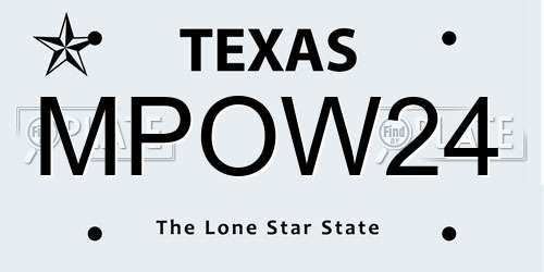 MPOW24 Texas License Plate