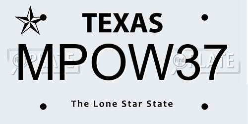 MPOW37 Texas License Plate