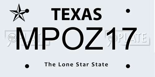 MPOZ17 Texas License Plate