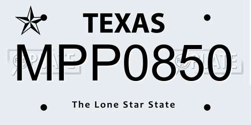 MPP0850 Texas License Plate