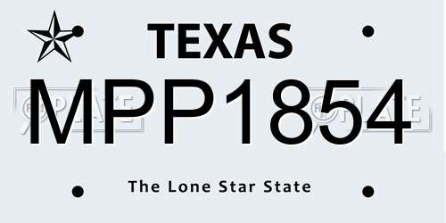 MPP1854 Texas License Plate