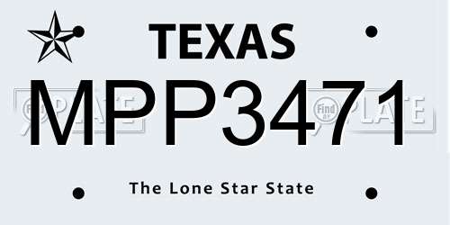 MPP3471 Texas License Plate