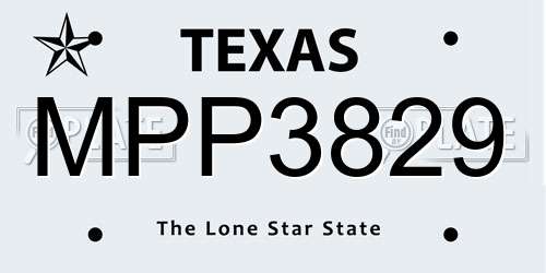 MPP3829 Texas License Plate