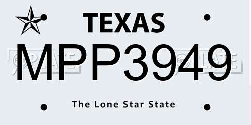 MPP3949 Texas License Plate