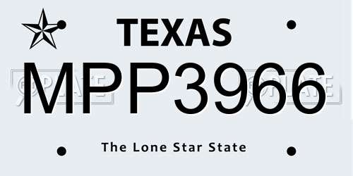 MPP3966 Texas License Plate