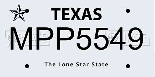 MPP5549 Texas License Plate