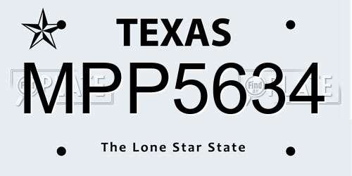 MPP5634 Texas License Plate