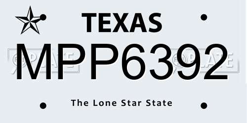 MPP6392 Texas License Plate