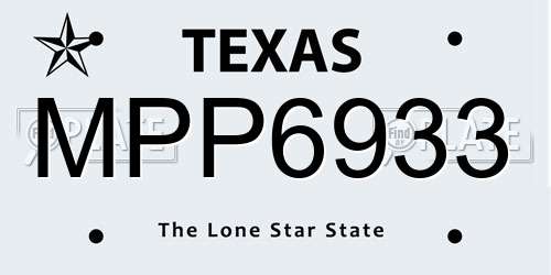 MPP6933 Texas License Plate