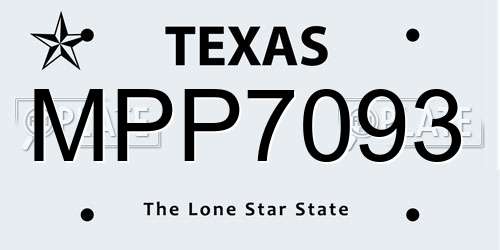 MPP7093 Texas License Plate