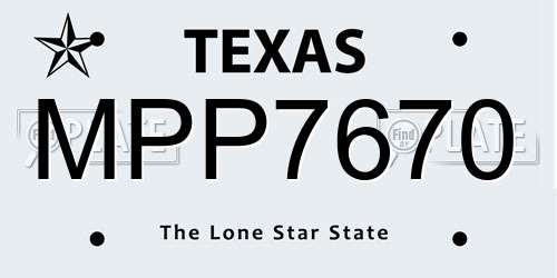 MPP7670 Texas License Plate