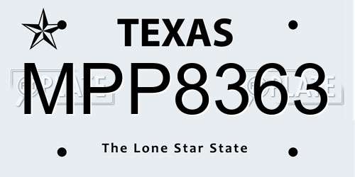 MPP8363 Texas License Plate